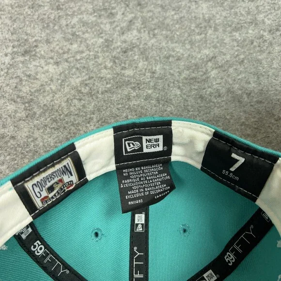 Florida Marlins Hat Cap Fitted Mens 7 Teal MLB Baseball Wave New Era 59Fifty - Picture 7 of 8